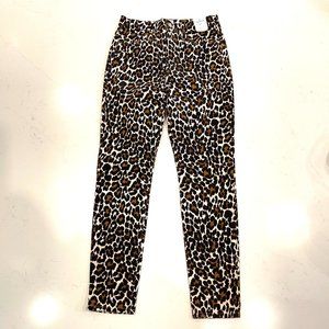 NWT J. Crew : High Waist Slim Fit Leopard Stretch Corduroy : Ivory Brown : 27